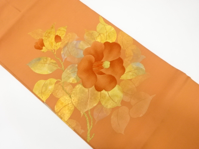 JAPANESE NAGOYA OBI / WOVEN CAMELLIA